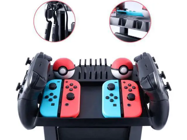 Alt view image 11 of 14 - Storage Stand for Nintendo Switch Storage Stand Controller Holder for Nintendo Switch Accessories and 2 Poke Ball Plus Controllers