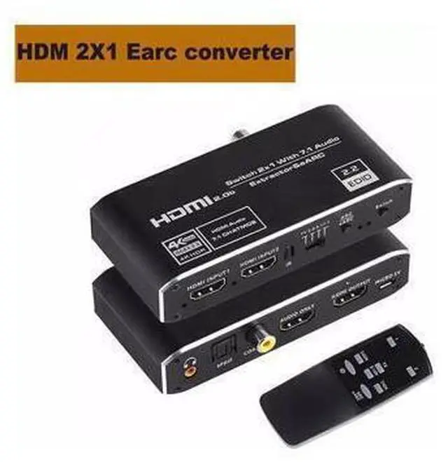 Alt view image 7 of 12 - 4K@60Hz HDMI Switch Audio Extractor 2 in 1 Out, 2x1 HDMI Switcher with SPDIF & 3.5MM Audio,Coaxial 4K HDMI Switch with Remote, Support Auto Downscale 3D HDR, HDCP2.3 for PS5, Xbox, HDTV
