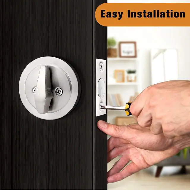 Alt view image 9 of 10 - Keyed Cylinder Deadbolt Single Side in Brushed Nickel, Anti-Theft Exterior Door Lock with 3 Keys, Entrance Lock and Front Door Lock, Each Set Different Key (1Pack)