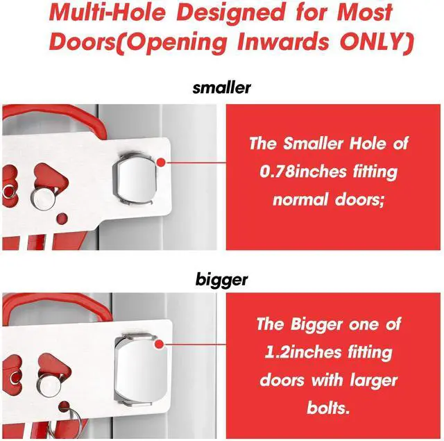 Alt view image 9 of 14 - Portable Door Lock, Hotel Travel Door Lock Security for Home | Hotel Safety Device for Door Security, Portable Lock for Hotel Room, Apartment, College Dorm and Travel