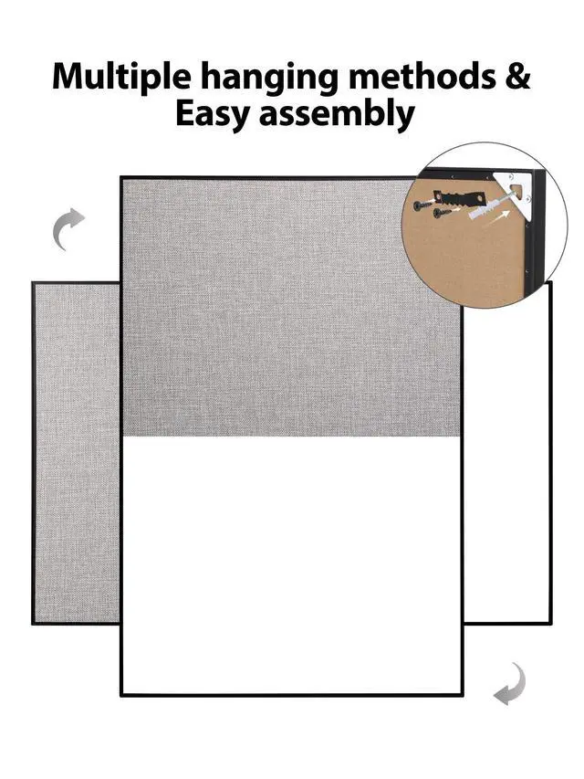 Alt view image 11 of 13 - Cork Board White Board Combo, 36"X24" Linen Bulletin Board Whiteboard for Wall, Magnetic Dry Erase Corkboard for Home, Office, School, Grey