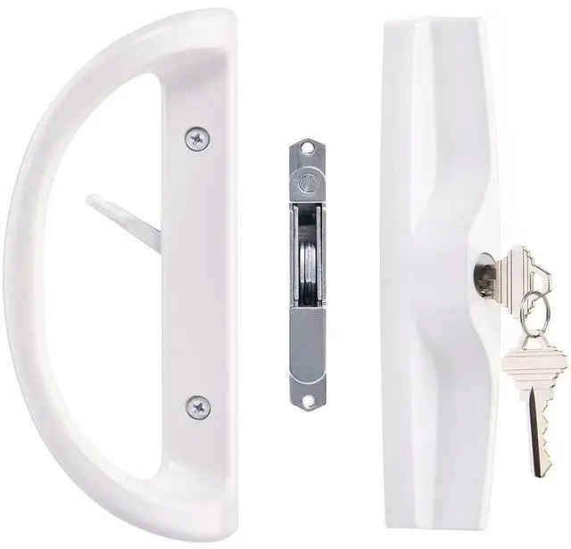 Alt view image 8 of 14 - Sliding Patio Door Handle Set with Key Cylinder and Mortise Lock, Full Replacement Handle Lock Set Fits Door Thickness from 1-1/2" to 1-3/4", 3-15/16 Screw Hole Spacing, Reversible Design(Non-Handed)