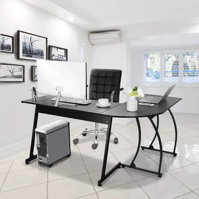 Alt view image 8 of 12 - L-Shaped Corner Desk Computer Gaming Desk - 58 Inch Modern Home PC Table Office Writing Workstation, Black