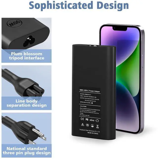 Alt view image 10 of 14 - 90W 65W USB C Laptop Charger Compatible with DELL Latitude 5420 5520 5320 7420 5430 7390 7320 7400,DELL XPS 13 Chromebook 3100 Computer Type C Fast Charging Power Supply Cord