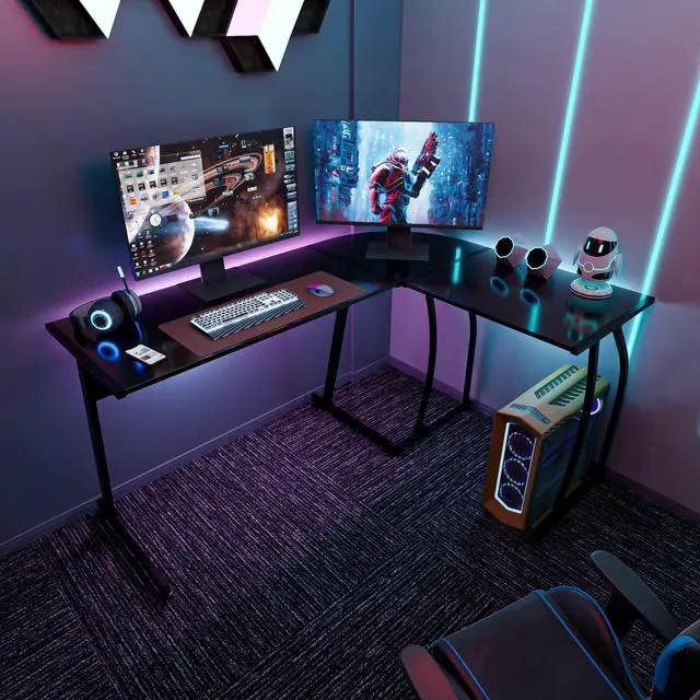 Alt view image 10 of 12 - L-Shaped Corner Desk Computer Gaming Desk - 58 Inch Modern Home PC Table Office Writing Workstation, Black