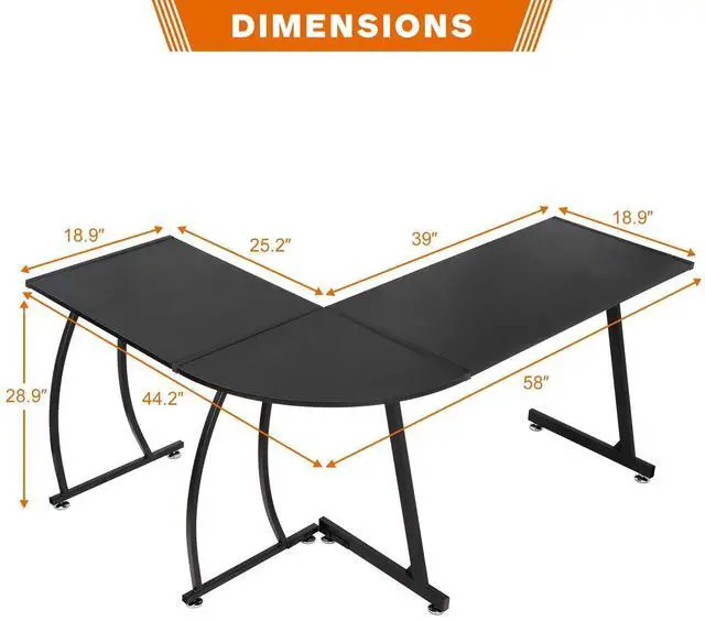 Alt view image 9 of 12 - L-Shaped Corner Desk Computer Gaming Desk - 58 Inch Modern Home PC Table Office Writing Workstation, Black