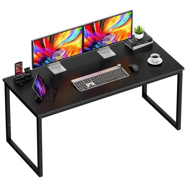 Alt view image 7 of 12 - Computer Desk 55 Inch Modern Sturdy Office Desk PC Laptop Notebook Simple Writing Table for Home Office Workstation, Black