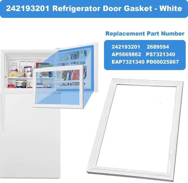 Alt view image 9 of 14 - Upgraded 242193201 Freezer Door Gasket Compatible with Frigidaire Electrolux Crosley Kenmore Refrigerator Door Seal,Replaces PS7321340 2689594 AP5669862-26.88"x17.71" White