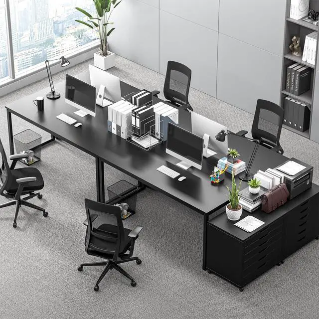 Alt view image 10 of 12 - Computer Desk 55 Inch Modern Sturdy Office Desk PC Laptop Notebook Simple Writing Table for Home Office Workstation, Black