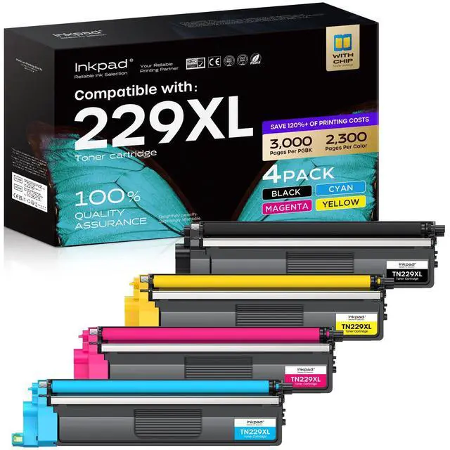 Alt view image 8 of 14 - TN229XL TN229 Toner Cartridge 4 Pack Replacement for Brother | Compatible with MFC-L3780CDW HL-L3280CDW MFC-L3720CDW HL-L3300CDW, 3000 Pages Black/ 2300 Pages Color, with Smart Chip