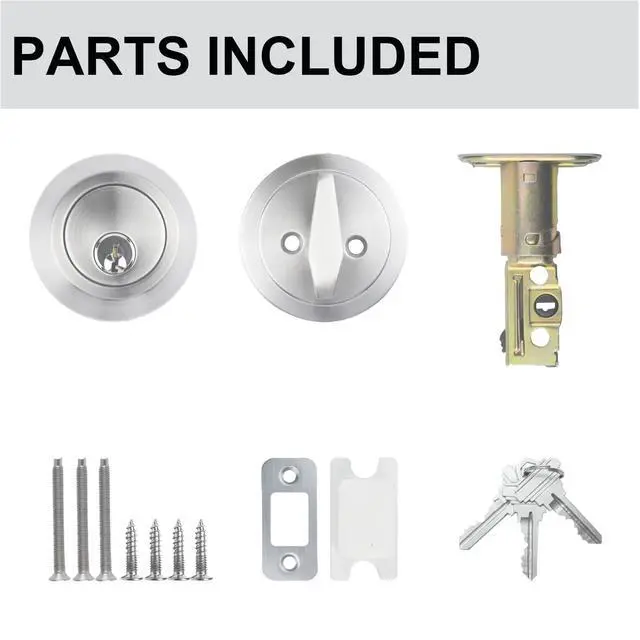 Alt view image 10 of 14 - 1 Side Keyed Deadbolt Lock,Single Cylinder Dead Bolt, Satin Nickel Round Exterior Keyed Front Entry Inside Door Deadbolt