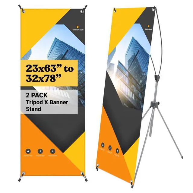 Alt view image 8 of 14 - X Banner Stand, Banners & Signs for Business - 23inch x 63inch to 32inch x 78inch Adjustable Banner Holder - Portable Retractable Banner with Bag - Banner for Trade Show & Display (Pack of 2)