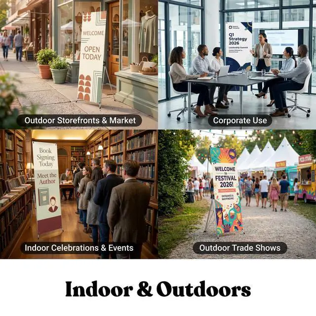 Alt view image 13 of 14 - X Banner Stand, Banners & Signs for Business - 23inch x 63inch to 32inch x 78inch Adjustable Banner Holder - Portable Retractable Banner with Bag - Banner for Trade Show & Display (Pack of 2)
