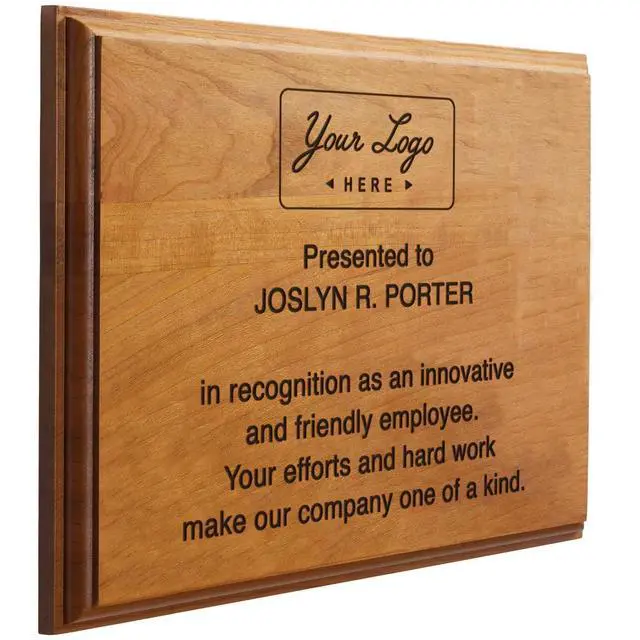 Alt view image 6 of 10 - Solid Cherry Award and Recognition Plaque. Great for retirement, corporate awards, school, and sporting events. (9 x 12")