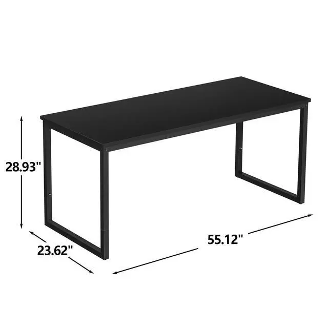 Alt view image 9 of 12 - Computer Desk 55 Inch Modern Sturdy Office Desk PC Laptop Notebook Simple Writing Table for Home Office Workstation, Black