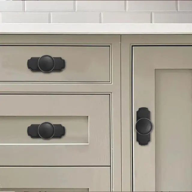 Alt view image 11 of 12 - 10 Pack 1-1/4 inch Backplate for Cabinet Knobs Matte Black Drawer Knobs Cabinet Hardware Vintage Aged with Backplate
