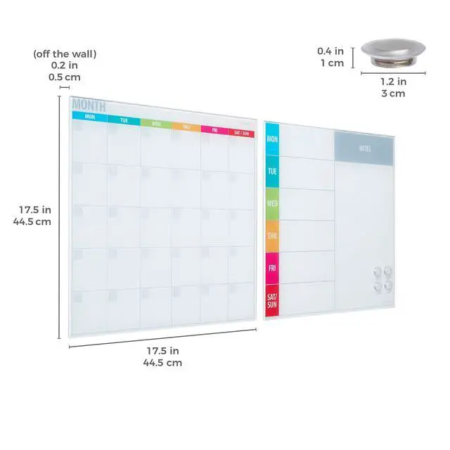 Alt view image 9 of 14 - MessageStor Dry-Erase Glass Board and Magnets, Office Essentials, Assorted Calendar, 2-Pack
