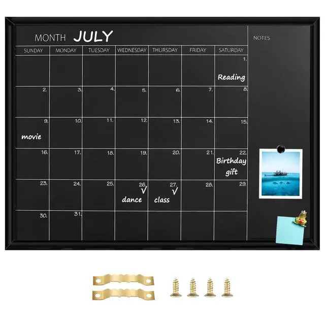 Alt view image 8 of 14 - Calendar Chalkboard, 23.6 x 31.5 inches, Magnetic Surface Black Frame Chalk Board for Planning,School Timetable Memo, Hanging Board for Office, School and Home(YLHB-BK-6080)