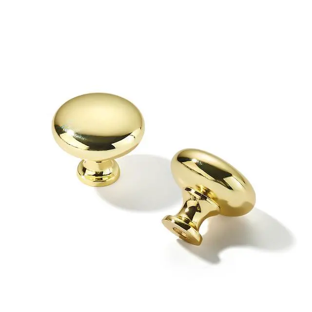 Alt view image 8 of 14 - 10 Pack 1-1/4 inch(32mm) Polished Brass Cabinet Knobs Dresser Knobs Round Drawer Knobs Kitchen Cabinet Hardware Zinc Knobs for Dresser Drawers