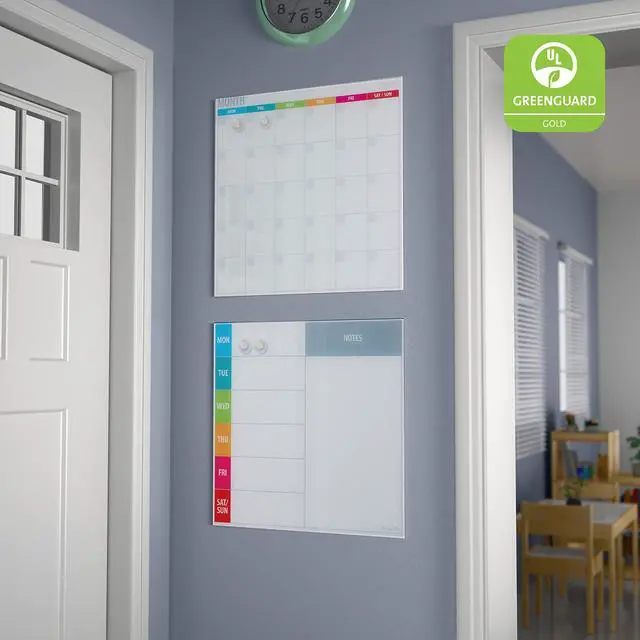 Alt view image 14 of 14 - MessageStor Dry-Erase Glass Board and Magnets, Office Essentials, Assorted Calendar, 2-Pack