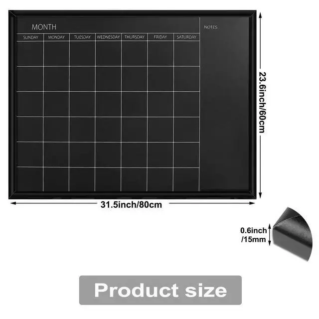 Alt view image 9 of 14 - Calendar Chalkboard, 23.6 x 31.5 inches, Magnetic Surface Black Frame Chalk Board for Planning,School Timetable Memo, Hanging Board for Office, School and Home(YLHB-BK-6080)