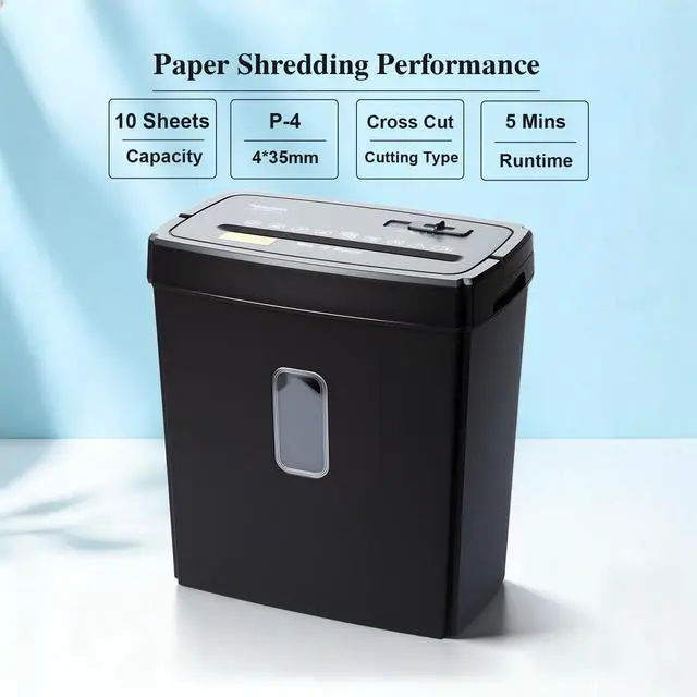 Alt view image 9 of 14 - 10 Sheets Paper Shredder for Home Office | P-4, 5 Mins Runtime, 4 gal