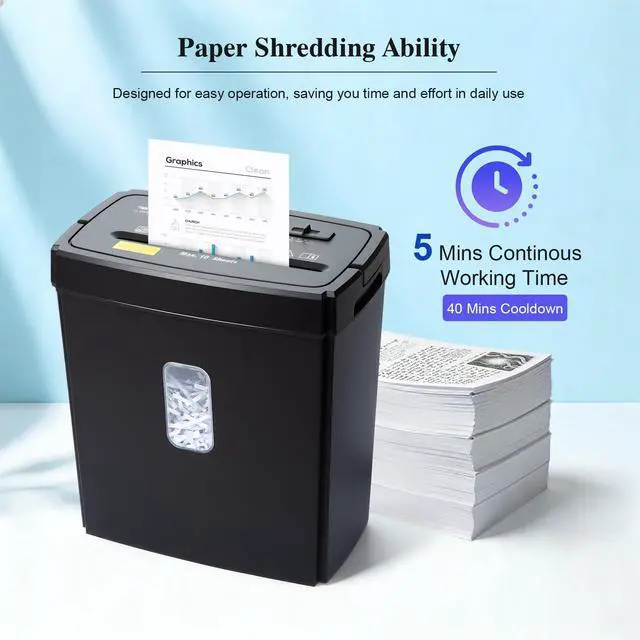 Alt view image 10 of 14 - 10 Sheets Paper Shredder for Home Office | P-4, 5 Mins Runtime, 4 gal