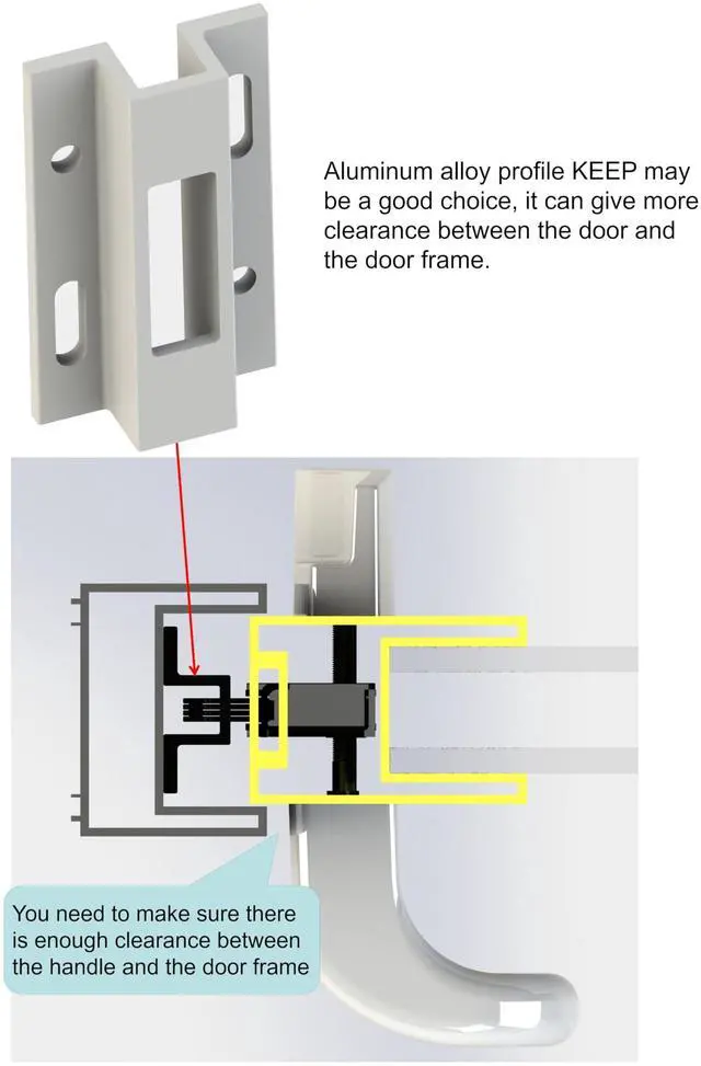 Alt view image 12 of 14 - White Sliding Glass Door Handle Set with Lock and Key | Fits 3-15/16 in screw holes; keyed mortise lock, reversible, for 1-3/16 to 2 in doors