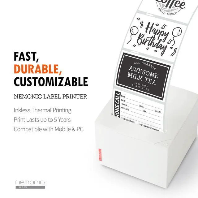 Alt view image 9 of 14 - Nemonic Label Printer | Inkless Bluetooth Thermal Label Printer for Small Business | Durable Shipping Label Maker & Portable Wireless