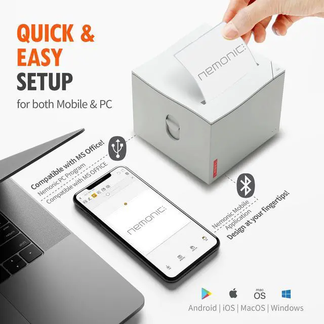 Alt view image 12 of 14 - Nemonic Label Printer | Inkless Bluetooth Thermal Label Printer for Small Business | Durable Shipping Label Maker & Portable Wireless