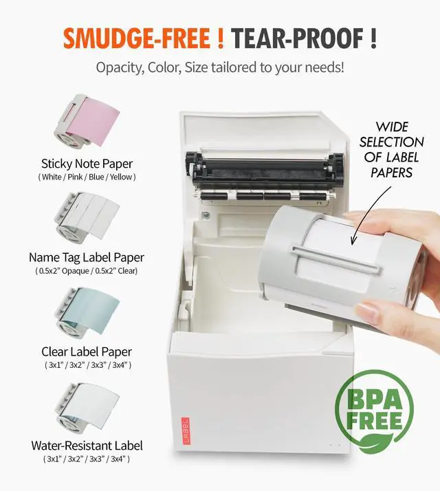 Alt view image 11 of 14 - Nemonic Label Printer | Inkless Bluetooth Thermal Label Printer for Small Business | Durable Shipping Label Maker & Portable Wireless