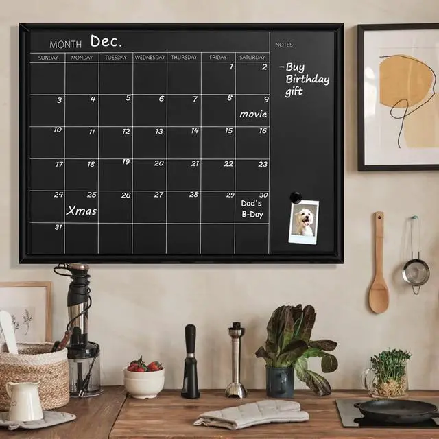 Alt view image 12 of 14 - Calendar Chalkboard, 23.6 x 31.5 inches, Magnetic Surface Black Frame Chalk Board for Planning,School Timetable Memo, Hanging Board for Office, School and Home(YLHB-BK-6080)