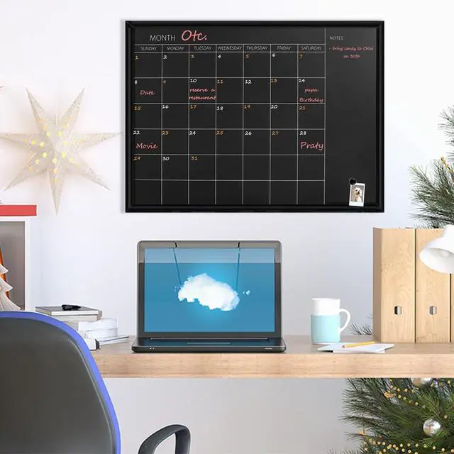 Alt view image 13 of 14 - Calendar Chalkboard, 23.6 x 31.5 inches, Magnetic Surface Black Frame Chalk Board for Planning,School Timetable Memo, Hanging Board for Office, School and Home(YLHB-BK-6080)