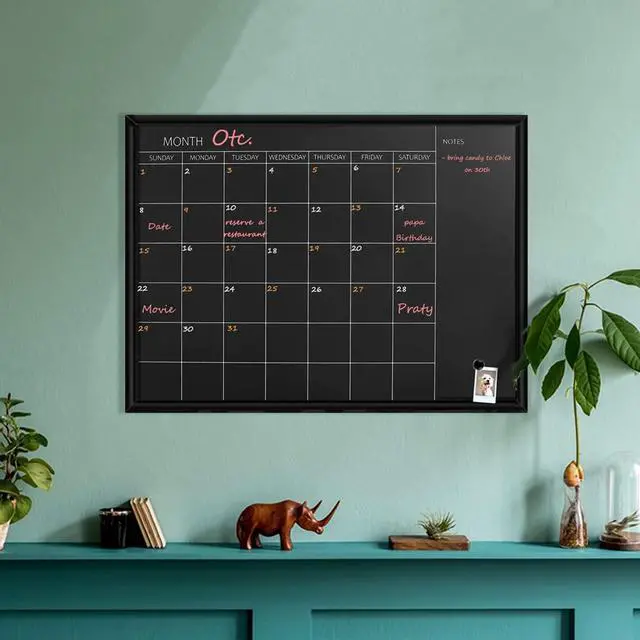 Alt view image 14 of 14 - Calendar Chalkboard, 23.6 x 31.5 inches, Magnetic Surface Black Frame Chalk Board for Planning,School Timetable Memo, Hanging Board for Office, School and Home(YLHB-BK-6080)