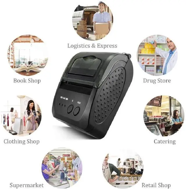 Alt view image 9 of 14 - Bluetooth Receipt Printer, 58mm Mini Thermal POS Printer Portable Personal Bill Printer 2 inches for Restaurant Sales Retail Compatible with Android