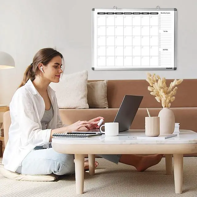 Alt view image 11 of 12 - Whiteboard Dry Erase Calendar for Wall, Weekly & Monthly Planner, 36" x 24", Double-Sided, for Office, Home and School