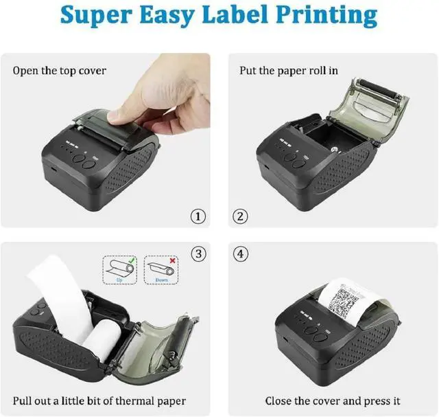 Alt view image 11 of 14 - Bluetooth Receipt Printer, 58mm Mini Thermal POS Printer Portable Personal Bill Printer 2 inches for Restaurant Sales Retail Compatible with Android