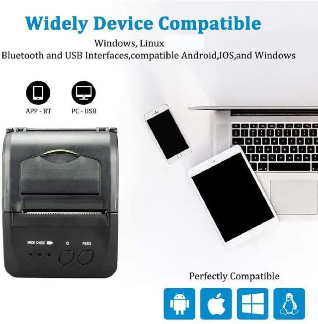 Alt view image 14 of 14 - Bluetooth Receipt Printer, 58mm Mini Thermal POS Printer Portable Personal Bill Printer 2 inches for Restaurant Sales Retail Compatible with Android