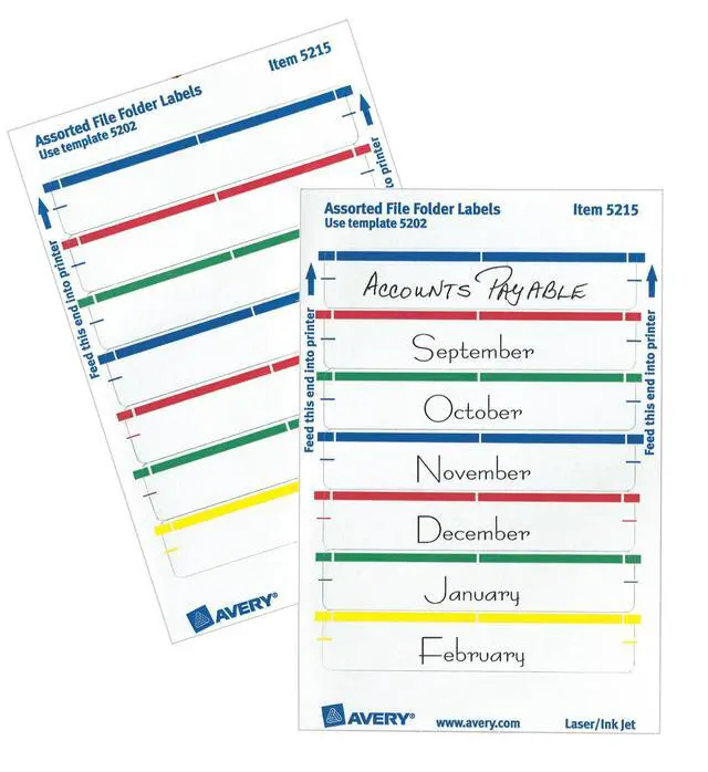 Alt view image 11 of 14 - File Folder Labels on 4" x 6" Sheets, Permanent Adhesive, Assorted Colors, 2/3" x 3-7/16", 4,536 Labels, Pack of 18 (5215)