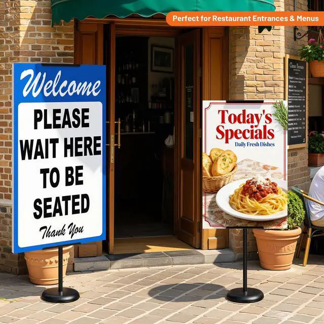 Alt view image 14 of 14 - 2Pack Adjustable Poster Stand for Display, Single-Sided Floor Pedestal Sign Holder, Poster Board Easel Stand up to 58", Welcome Sign Stand for Foam & Board, Wedding, Business & Events Black