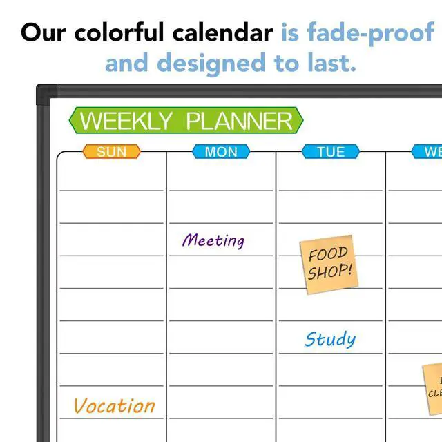 Alt view image 11 of 14 - Weekly Dry Erase Board - Magnetic Calendar White Board Planner 36 X 24 Inch, Black Aluminum Frame Wall Mounted Board for Office Home and School