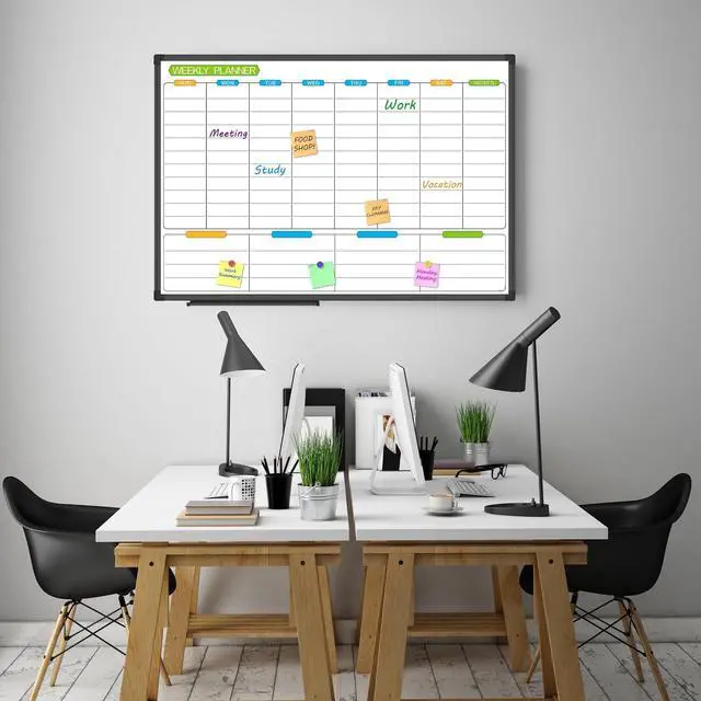 Alt view image 14 of 14 - Weekly Dry Erase Board - Magnetic Calendar White Board Planner 36 X 24 Inch, Black Aluminum Frame Wall Mounted Board for Office Home and School