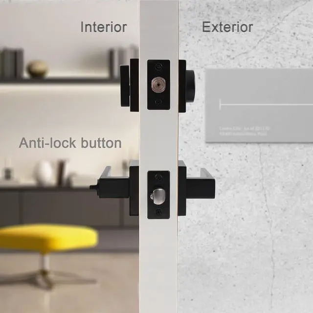 Alt view image 9 of 12 - Front Door Lock Set with Deadbolt, Door Handle with Lock Keyed Alike, Heavy Duty Exterior Door Knob and Deadbolt Combo, Matte Black Door Lock for Front Door, Entry Door, 1 Pack