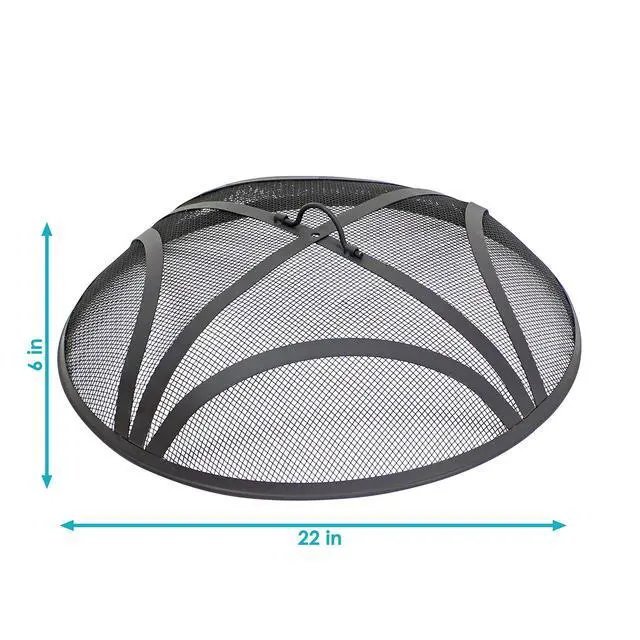 Alt view image 9 of 12 - Sunnydaze Outdoor Patio Fire Pit Screen - Reinforced Steel Mesh Round Fire Pit Spark Screen with Handle - 22" Diameter