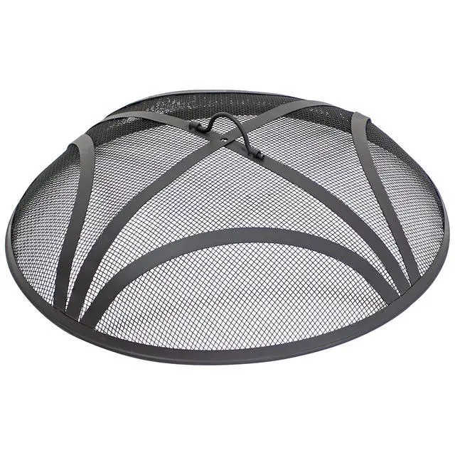 Alt view image 7 of 12 - Sunnydaze Outdoor Patio Fire Pit Screen - Reinforced Steel Mesh Round Fire Pit Spark Screen with Handle - 22" Diameter