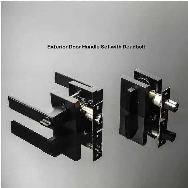 Alt view image 12 of 12 - Front Door Lock Set with Deadbolt, Door Handle with Lock Keyed Alike, Heavy Duty Exterior Door Knob and Deadbolt Combo, Matte Black Door Lock for Front Door, Entry Door, 1 Pack