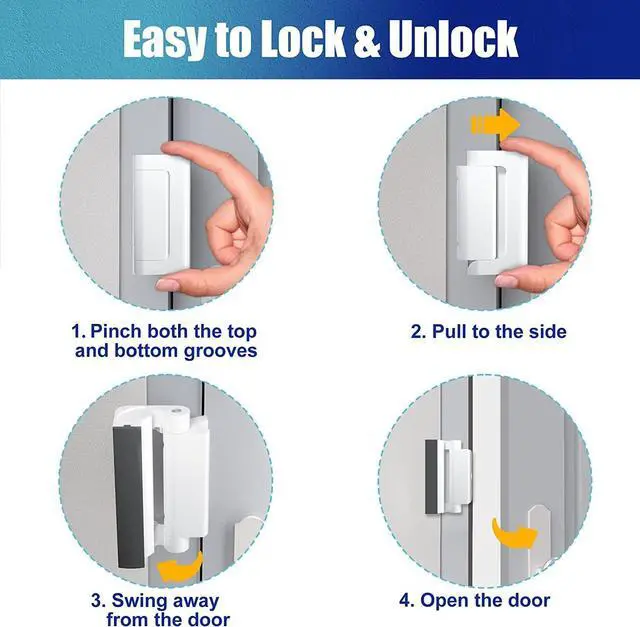 Alt view image 11 of 14 - 1 Pack Door Reinforcement Lock, Home Security Door Lock, Child Proof, White | Door Safety Lock for Front Door, Toddler Proof Door Latch for Entry Door Security, Includes 8 Screws