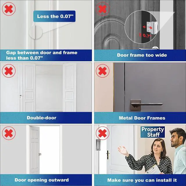 Alt view image 9 of 14 - 1 Pack Door Reinforcement Lock, Home Security Door Lock, Child Proof, White | Door Safety Lock for Front Door, Toddler Proof Door Latch for Entry Door Security, Includes 8 Screws