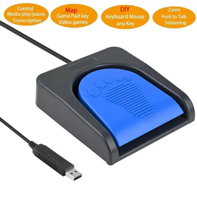 Alt view image 12 of 14 - Upgraded USB Single Foot Pedal Switch Control One Key Footswitch Program Customized Computer Keyboard Mouse Game Action HID (Blue Pedal)