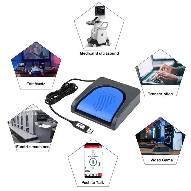 Alt view image 9 of 14 - Upgraded USB Single Foot Pedal Switch Control One Key Footswitch Program Customized Computer Keyboard Mouse Game Action HID (Blue Pedal)